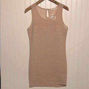 Beige Sleeveless Bodycon Midi Mini Baddie Dress Large